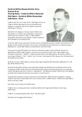 A preview of a PDF biography for Rouwerd, Frederick Willem
